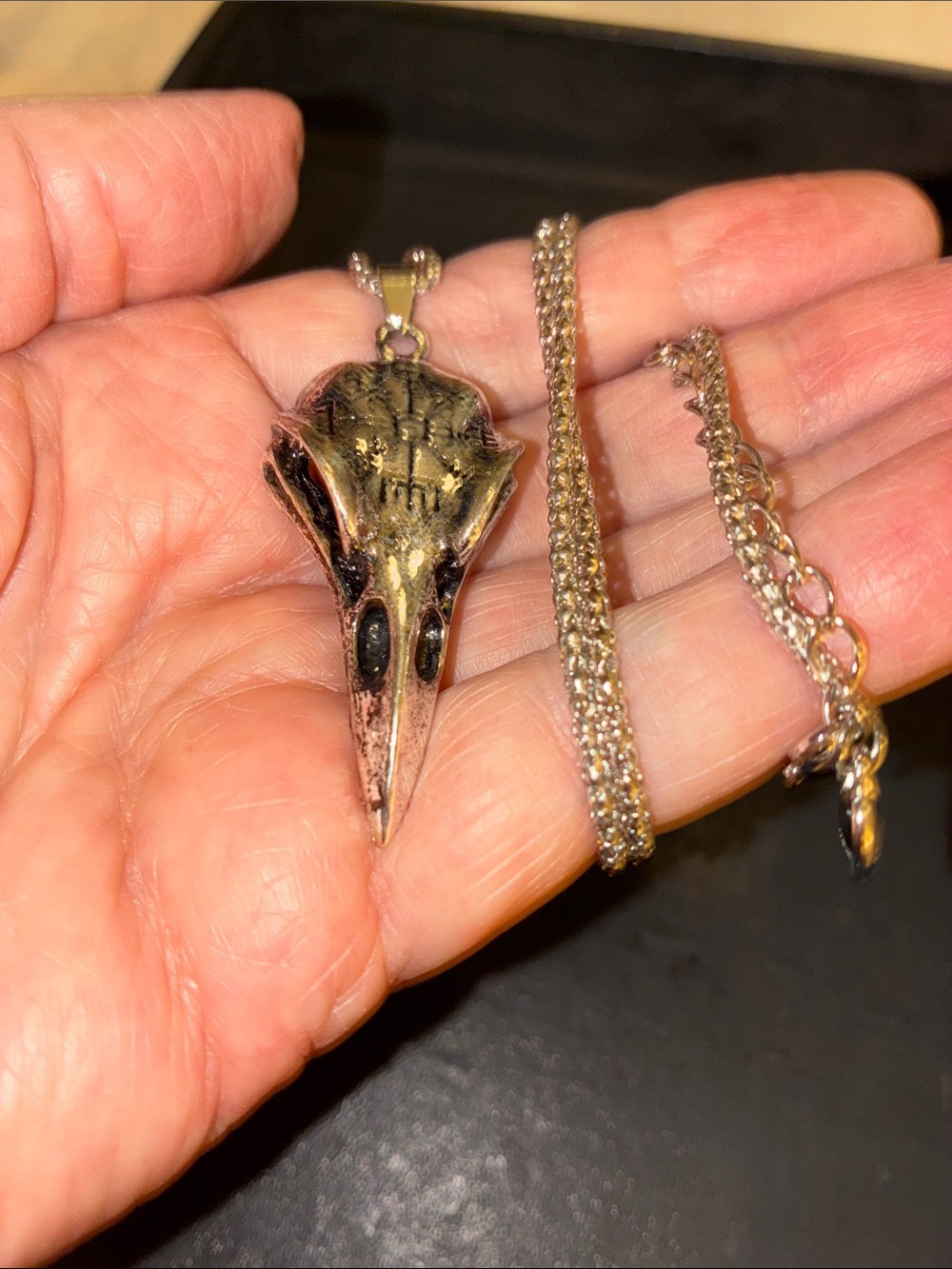 Raven Skull Pendant Necklace